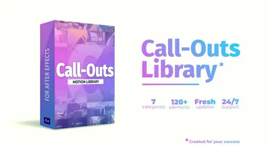 AE模板 120组现代科技感指示呼出线标注图文标题动画 Call-Outs Library