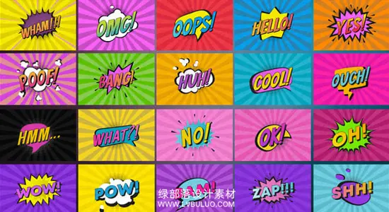 AE模板 20组卡通风格花字贴纸文字标题动画 Comic Titles After Effects