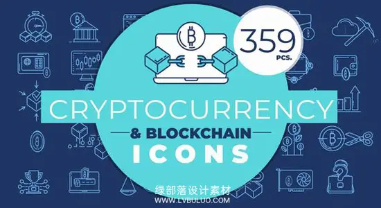 PR模板 359个金融线条区块链相关图标动画 Cryptocurrency & Blockchain Icons