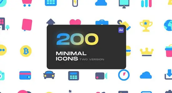 AE模板 200个各类实用迷你小图标动画 Cute Minimal Icons