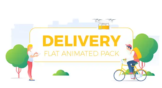AE模板 快递物流扁平化场景MG动画 Delivery Flat Animated Concepts Pack