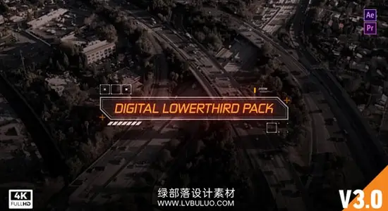 AE/PR模板 30组科技感数字文字标题字幕条动画 Digital Titles & Lower Thirds HUD