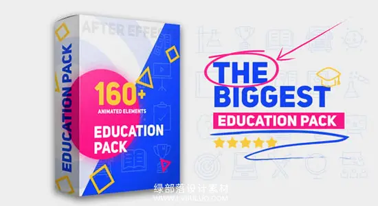 AE模板 160个教育学习课程介绍展示动画元素 Education Pack