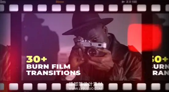AE模板 30组电影感胶片灼烧漏光转场预设 Film Burn Transitions