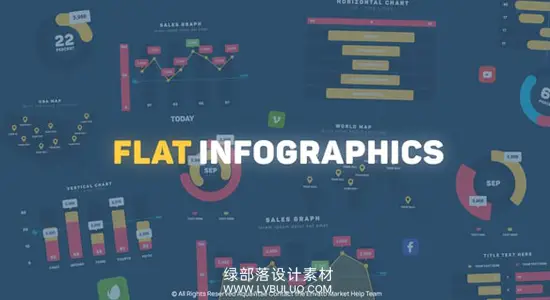 AE模板 信息数据图表柱状饼状环形趋势图分析动画 Flat Design Infographics