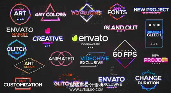 AE模板 20个动态数字故障文字标题动画 Glitch Titles