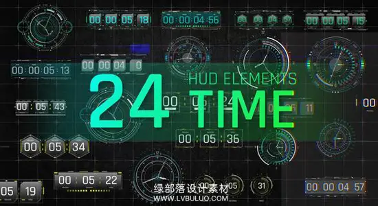 AE模板 24种未来派时钟计时器倒计时界面元素动画 HUD Elements Time