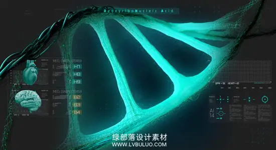 AE模板 生物医疗DNA链HUD科技感数据可视化界面 HUD Medical Interface DNA
