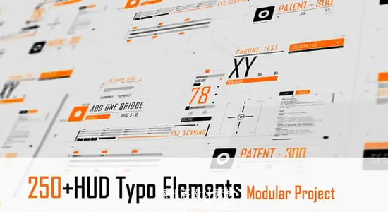 AE模板 250个未来科技UI界面线条文字动画 HUD Typography