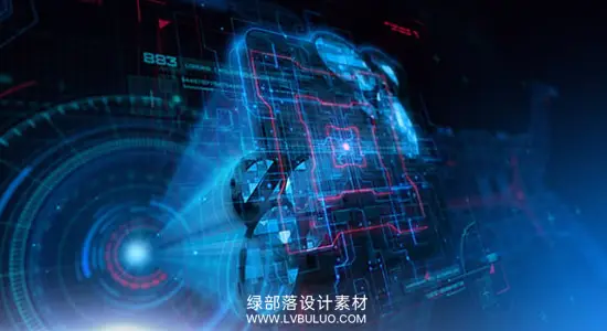 AE模板 高科技HUD全息投影LOGO片头动画 Holographic Logo