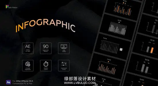 AE模板 90组信息数据统计柱状图走势图形动画 Infographic Bar