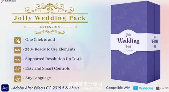 AE模板 340个轻奢婚礼视频包装标题图形元素动画 Jolly Wedding Pack