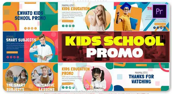 PR模板 创意卡通风格儿童教育宣传片头动画 Kids School Promo