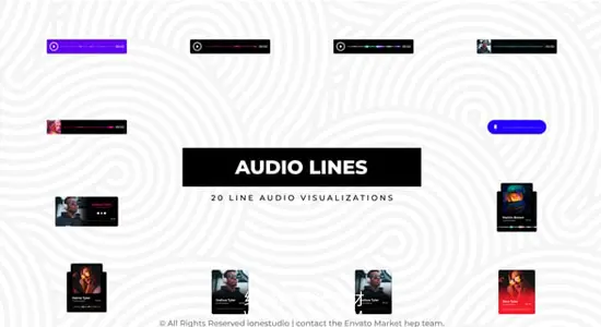 AE模板 20组极简线条感音频可视化频谱均衡器样式动画 Line Audio Visualizations