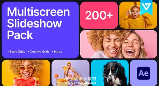 AE模板 创意多屏分屏网格幻灯片包装动画 Multiscreen Slideshow Pack