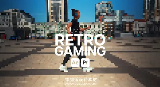 AE/PR模板 复古游戏8bit像素化动态叠加特效 Premium Overlays Retro Gaming