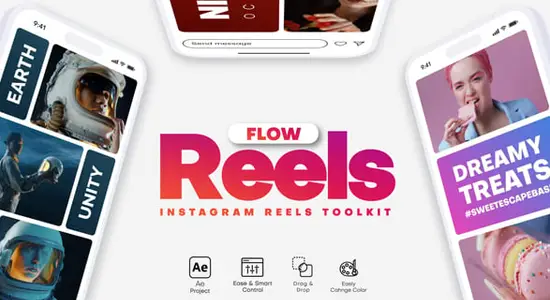 AE模板 竖屏多画面分屏展示动画 ReelsFlow – Instagram Reels Toolkit