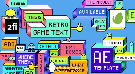AE模板 复古像素游戏风格文字标题动画 Retro Game Text
