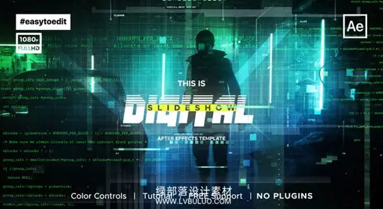 AE模板 未来科技感故障数字图文展示幻灯片动画 Sci-Fi Digital Slideshow