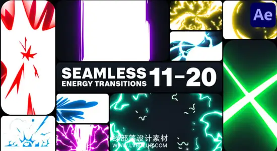AE模板 10款发光能量爆炸卡通过渡动画 Seamless Energy Transitions 11-20