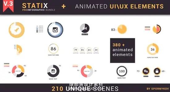 AE模板 210组数据可视化信息图表动画 StatiX Infographic Bundle v3