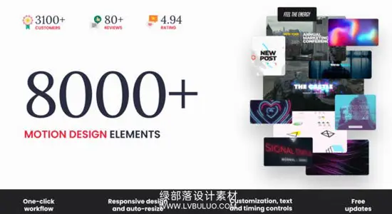 AE模板 8000组文字标题转场图形背景LOGO故障MG动画音效预设库 The Bundle – 8000+ Motion Elements v8.0