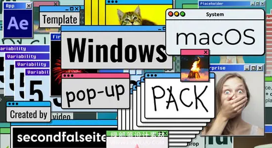 AE模板 复古Windows/Mac系统窗口弹窗UI界面动画 Windows macOS Pop-up Pack