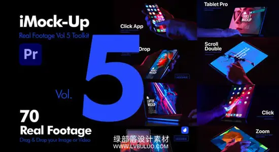 PR模板 真实手势触控手机平板笔记本电脑样机展示动画 iMock-Up Real Footage Vol 5 Toolkit for Premiere Pro