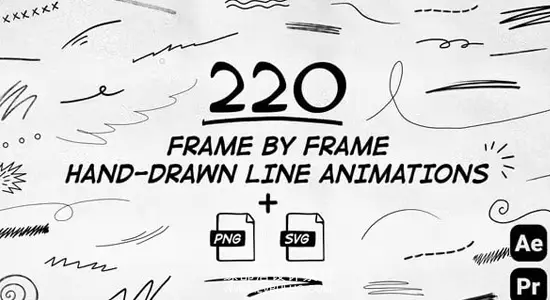 AE/PR模板 220组手绘箭头逐帧线条动画