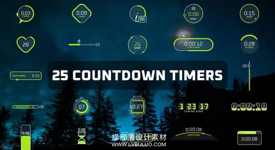 AE模板 25个现代数字倒计时进度条预设动画