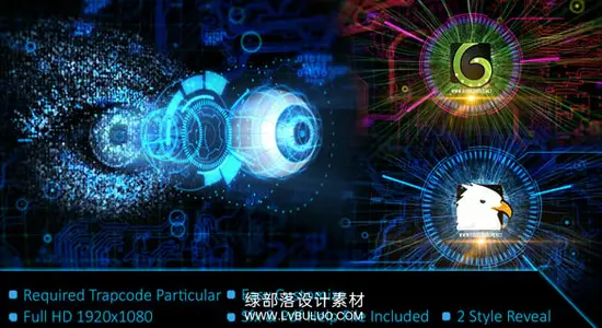 AE模板 未来数字眼部扫描Logo揭示片头动画