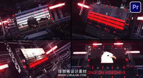 PR模板 红黑动感虚拟演播室3D竞技场体育比赛开场片头动画