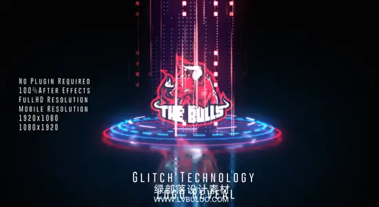 AE模板 数字科技感故障干扰LOGO标志展示片头动画