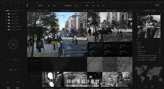 AE模板 高科技秘密监控CCTV多屏HUD界面动画