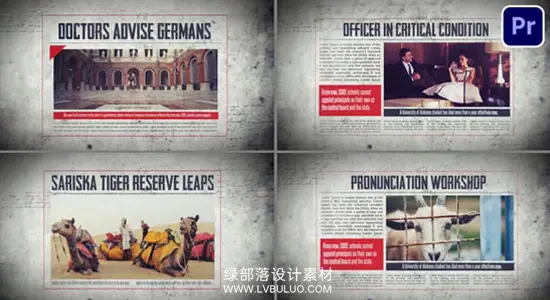 PR模板 复古报纸风格历史叙事片头动画