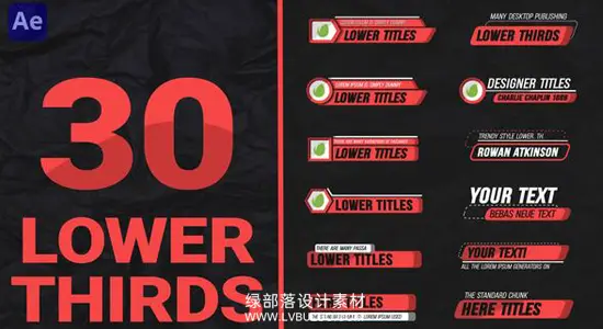 AE模板 30款现代简约文字标题字幕条动画 Lower Thirds Pack