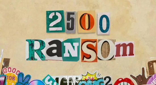 AE脚本 2500组复古拼贴报纸剪报字母数字符号贴纸动画