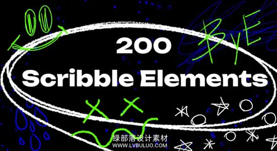 PR模板 200个手绘涂鸦线条图形动画元素包