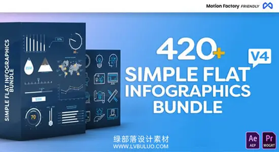 PR/AE脚本 420+简洁扁平化商务数据图表图标动画