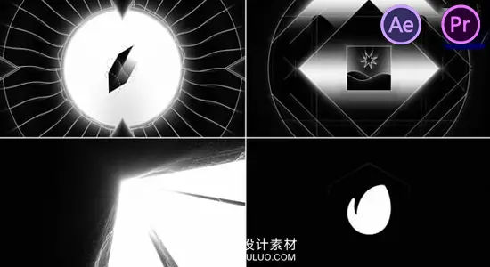 AE/PR模板 创意黑白线条描边Logo标志展示动画