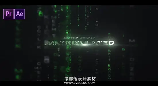 AE/PR模板 黑客帝国风格数字代码雨开场文字标题动画