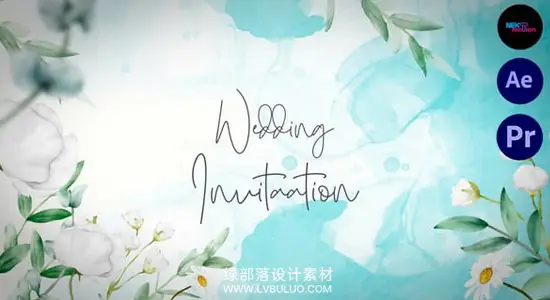 AE/PR模板 水彩花卉婚礼请柬幻灯片动画