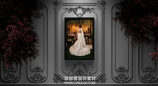 AE模板 洛可可风格奢华婚礼相册幻灯片照片展示动画