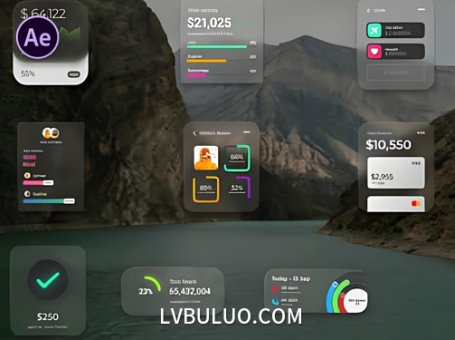 AE模板-12组玻璃透明质感标签对话框信息图表小部件动画