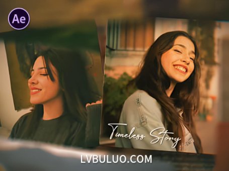 AE模板-复古风格相册照片展示幻灯片动画内含原版背景音乐