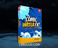 4K视频素材-109个二维卡通海浪液体水流波浪MG特效+AE工程文件 Comic Water FX