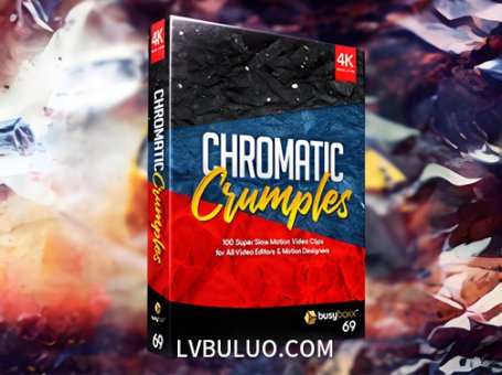 4K视频素材-100个创意动态彩色褶皱纸张定格特效动画 Chromatic Crumples